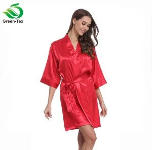 Cheap Wedding robes noivas Satin Short Nightgown For Ladies bridal Red robe
