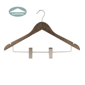 China gold factory sell high quality garment flat hanger with clips parts for drying the clothes