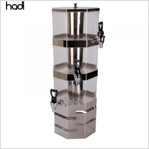 Chinese restaurant decoration supply factory price 1 gallon  beverage drink dispenser square glass juice dispenser with tap