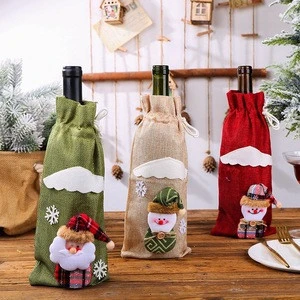 Christmas Home Decoration Accessories Wine champagne Bottle Bag Dining Table Dress Up