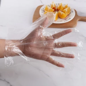 clear plastic disposable food safe gloves