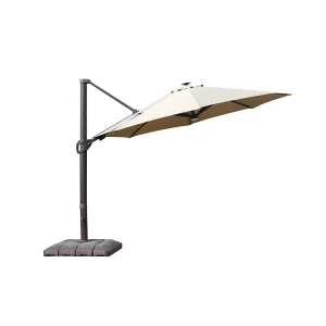 Commercial Uv Resistant Outdoor Cantilever Patio Umbrella Offset Hanging Garden Cafe Umbrellas With Solar Power Lights