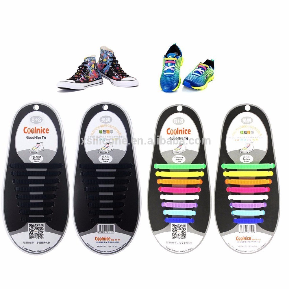 COOLNICE No Tie Shoelaces Elastic Silicon Shoe Laces For Running Jogging Canvas Sneakers