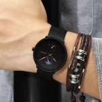 CRRJU 2263 Fast Time Make Your Own Brand Men Quartz Watch Clear Mesh Strap Waterproof 24 Hours Ultra Thin Casual Wrist Watch