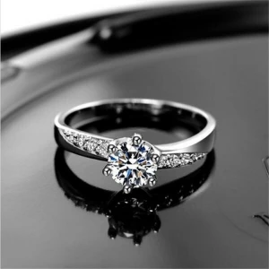 Crystal Diamond Engagement Infinity Ring Round Cut Wedding Rings For Women
