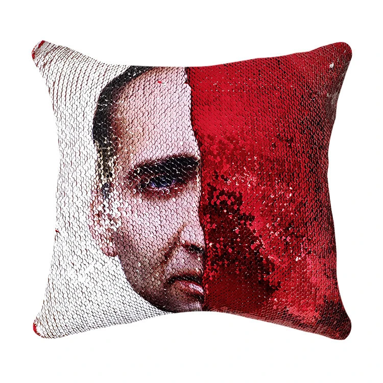 Custom change color pillow case two color sequins polyester cushion cover to promote Christmas decoration pillow