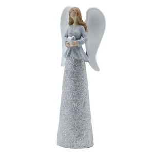 Custom design nordic glitter holding heart resin angel, wholesale resin angel figurine home decoration^