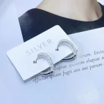 Custom Earrings Rhodium Plated Simple Cubic Zirconia Love Heart Huggie Hoop Earrings 925 Sterling Silver Earrings Women