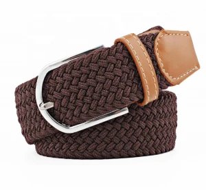 Custom Extra Long Men Casual Knitted Fabric Woven Braided Elastic Stretch Belt for Jeans Multi-color