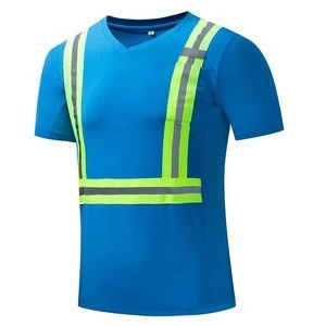 Custom High Vis Shirt 100% Polyester Dry Fit  Security Shirts Reflective Logo/ Strip Work Wear Shirt Fluorescent/Yellow Uniform