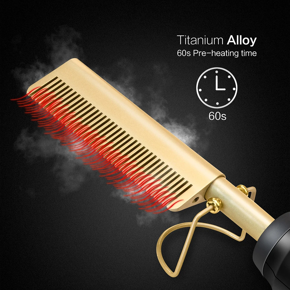 Custom Logo Flat Iron Hair Straightener Peigne Chauffant Stretching Comb Electric Steam Irons Manufacturers Hot Comb