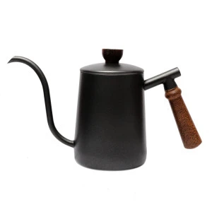 Custom Logo High Quality Wood Handle Stainless Steel Coffee &amp; Tea Pot , Perfect Flow Gooseneck Coffee Kettle for Pour Over