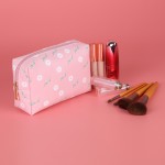 Custom Logo Leather Cosmetic Travel Bag Zipper Storage Portable Makeup Bag