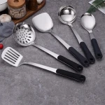 Custom Logo Wooden handle 6 pcs Chinese Cooking Accessories Tools Wooden Handle Utensils Stainless Steel Kitchen Tool Set