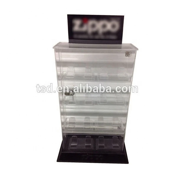 Custom  rotating acrylic zippo  lighter display case,display stand for zippo lighter,zippo lighter display showcase