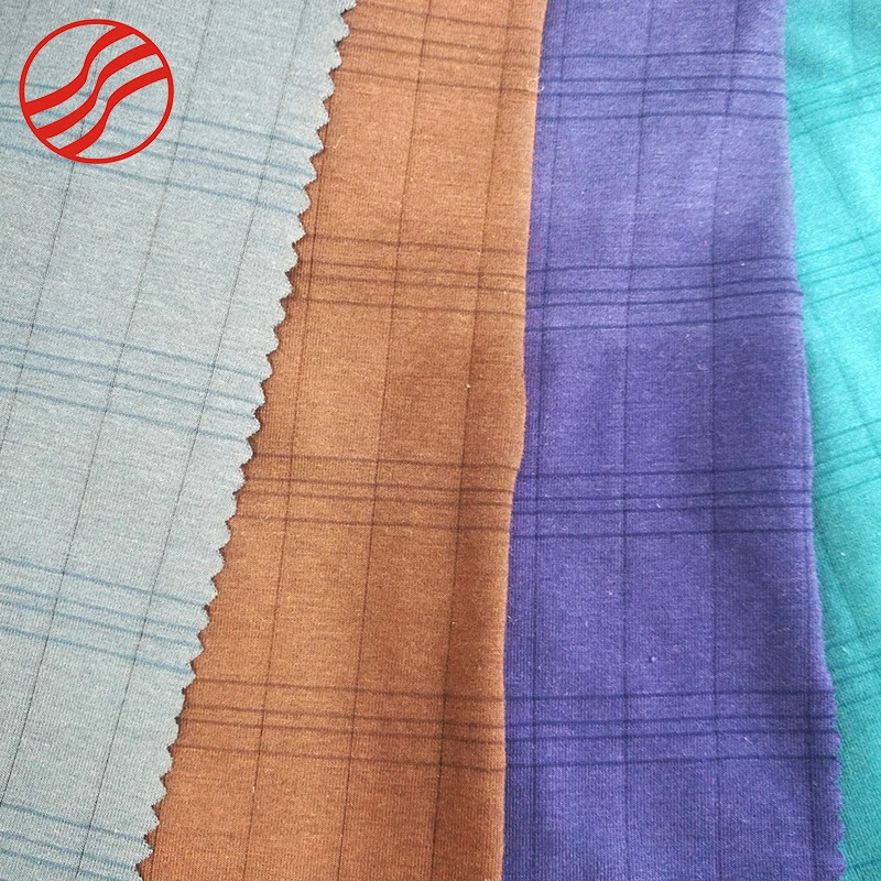 Custom Stretch 40*20r/c Drop Needle Rib Printed Knitted Cotton Brocade Fabric for Dress