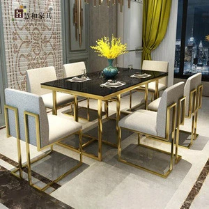 Custom Top Quality Gold Dinning Tables And Chairs ,Luxury Dining Table Set For Home