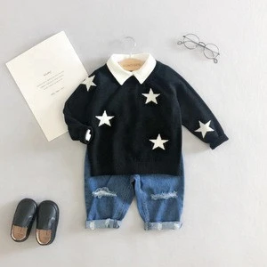 Custom wholesale star pattern winter children baby boys sweater designs