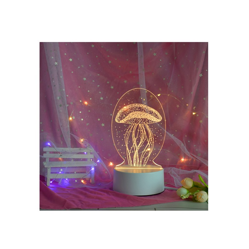 customize 3d acrylic night light  Jellyfish  light creative color control bedroom living room led  illusion lamp