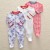 Import Customize Long Sleeve Long Leg Knitted Allover Printed 100% Cotton 3 Prepack Baby Rompers from China