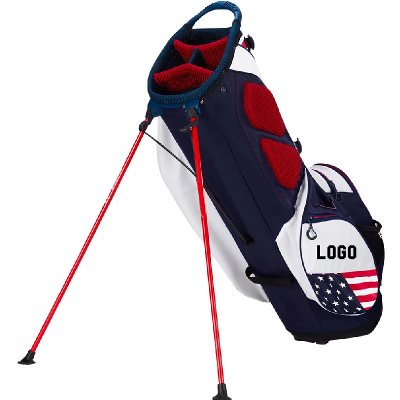 customized brand logo carry golf bag USA flag lightweight golf stand bags with full length