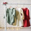 Customized Plain Color Linen Cotton Infant Baby Clothes Dress New Born Baby Girl Dress OEM Linen Baby Clothes