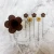 Import Cute Design Walnut Wood and  Stainless Stain Flower Plant Sticks  Fruit Metal Cocktail Picks Skewers with holder from China