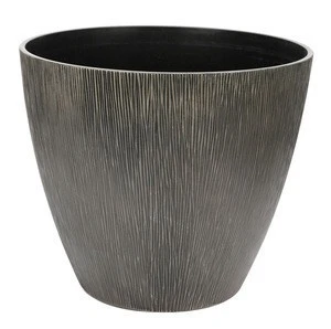 Decorative outdoor resin modern stone like large black round plastic plant pots
