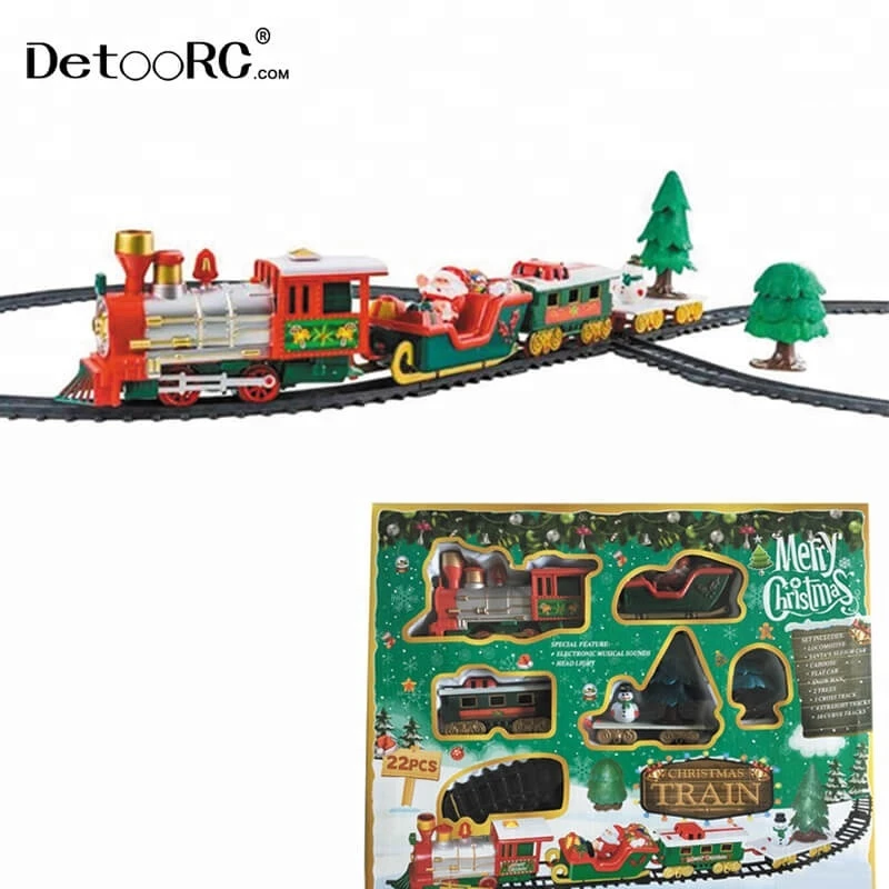 Detoo tracking train set electric toy with light with music children gift new year kids hot toys for Christmas