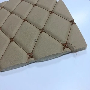 Different stitch color PVC embossed quilted leather for car seat cover and car mat making