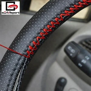 DIY PU Leather Car Steering Wheel Cover With Needles And Thread Braid On The Steering-Wheel Of Car Auto Interior Accessories