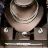 Double layer 4-piece fashion Bridal Wedding Jewelry Set rice Design Necklace and Earrings party set