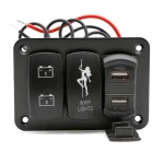 Double USB Input 12V 24V Waterproof 2 Gang Toggle Switch for Marine Boat Car Vehicle Trailer Truck SUV