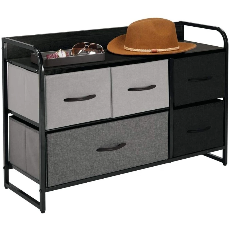 Dresser Drawer with 5 Drawers Storage Tower Unit Foldable Fabric Drawers