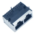 Dual Port 1*2 8P8C Network Interface Side Entry RJ45 Jack Ethernet Connector