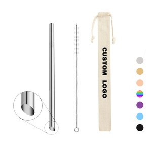 Eco-Friendly Reusable Oblique Incisions Metal Drinking Straws Colorful Sharp Tip Bubble Tea Straw Stainless Steel with Pouch