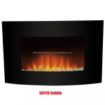 Electric Fireplace Wall Mounted Glass Fronted Fire Pebble Effect BLACK CURVED Electric Heater Fire Place Fireplace