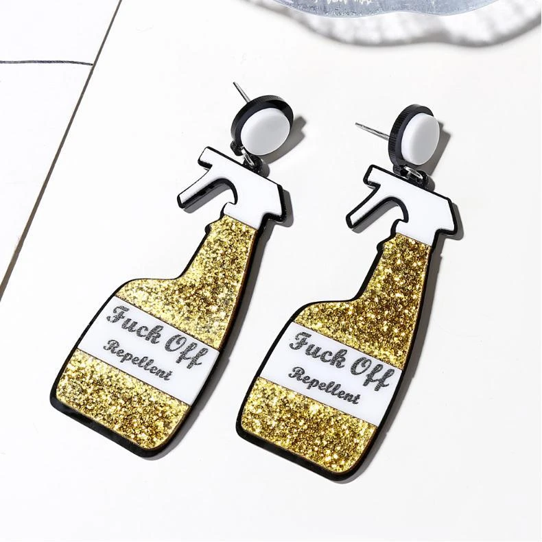 Exaggerated Funny Repellent Watering Can Pesticide Spray Bottle Earrings