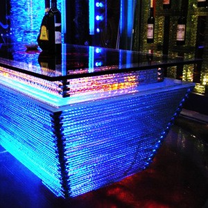 Excellent quality night club cafe glass top led light bar table