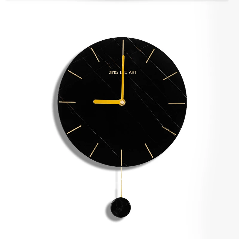Factory price Luxury Sahara Noir black marble wall clock