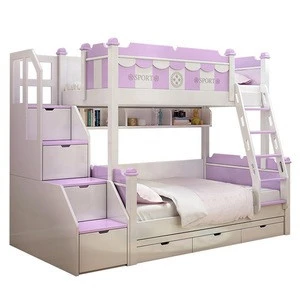 Factory promotion and cheap price solid Wooden kids two double bunk bed  3 Tier Kids Bed Triple Bunk Bed For kids Children