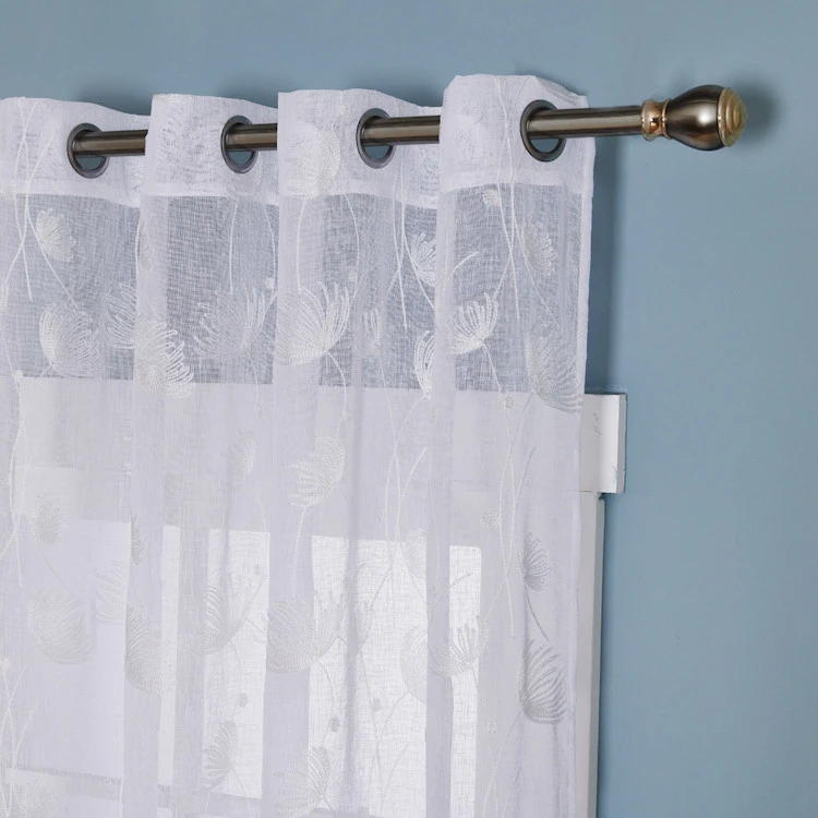 Factory Supply Customizable White Feathers Embroidery Sheer Voile Curtain