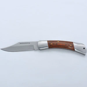 Factory wholesale wood handle folding knife stainless blade with color wood handle
