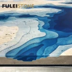 fantastic blue exposy filled custom cut travertine marble table top