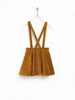 Fashion baby girl corduroy mini strap skirt with suspender pinafore kid clothing