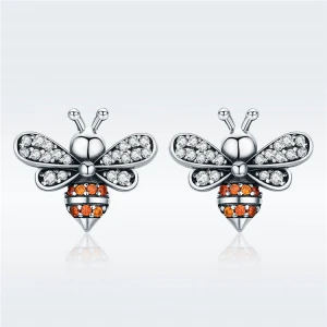 Fashion Bee Stud Earrings 925 Sterling Silver Earrings Studs