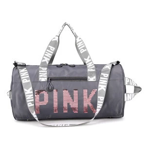 fashion large capacity women travel duffel overnight bag men sequin pink duffle bag waterproof