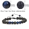 Fashion tiger eye stone Turquoise frosted stone set bracelet Jewelry volcanic stone Yoga knitting adjustable Knot Bracelet