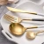 Import Flatware manufacturer custom logo hotel wedding 304 Portuguese pink round handle matte gold stainless steel cutlery set from China