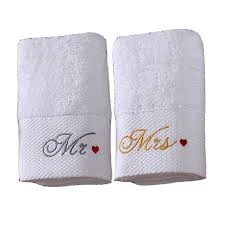 flingertip White Personalized cotton Hand Towels - Wedding souvenir Bride hand towel
